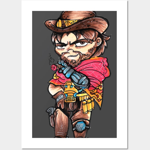 mccree chibi art Wall Art by Geeky Gimmicks